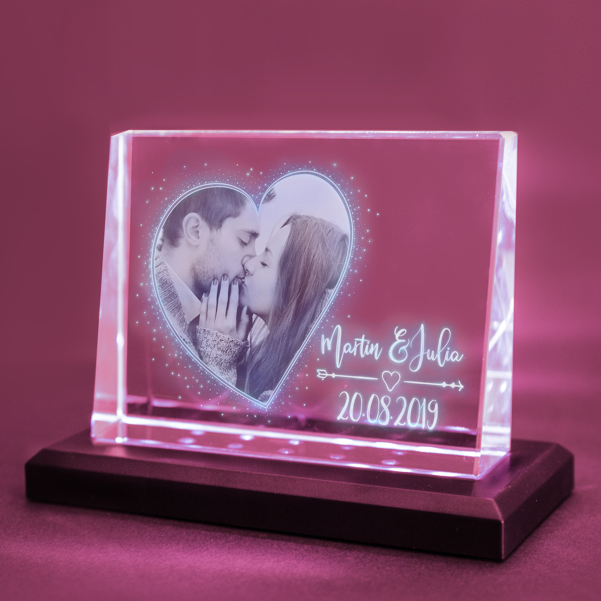 Valentinstag Geschenk - Glasfoto - Dein Foto in Glas gelasert