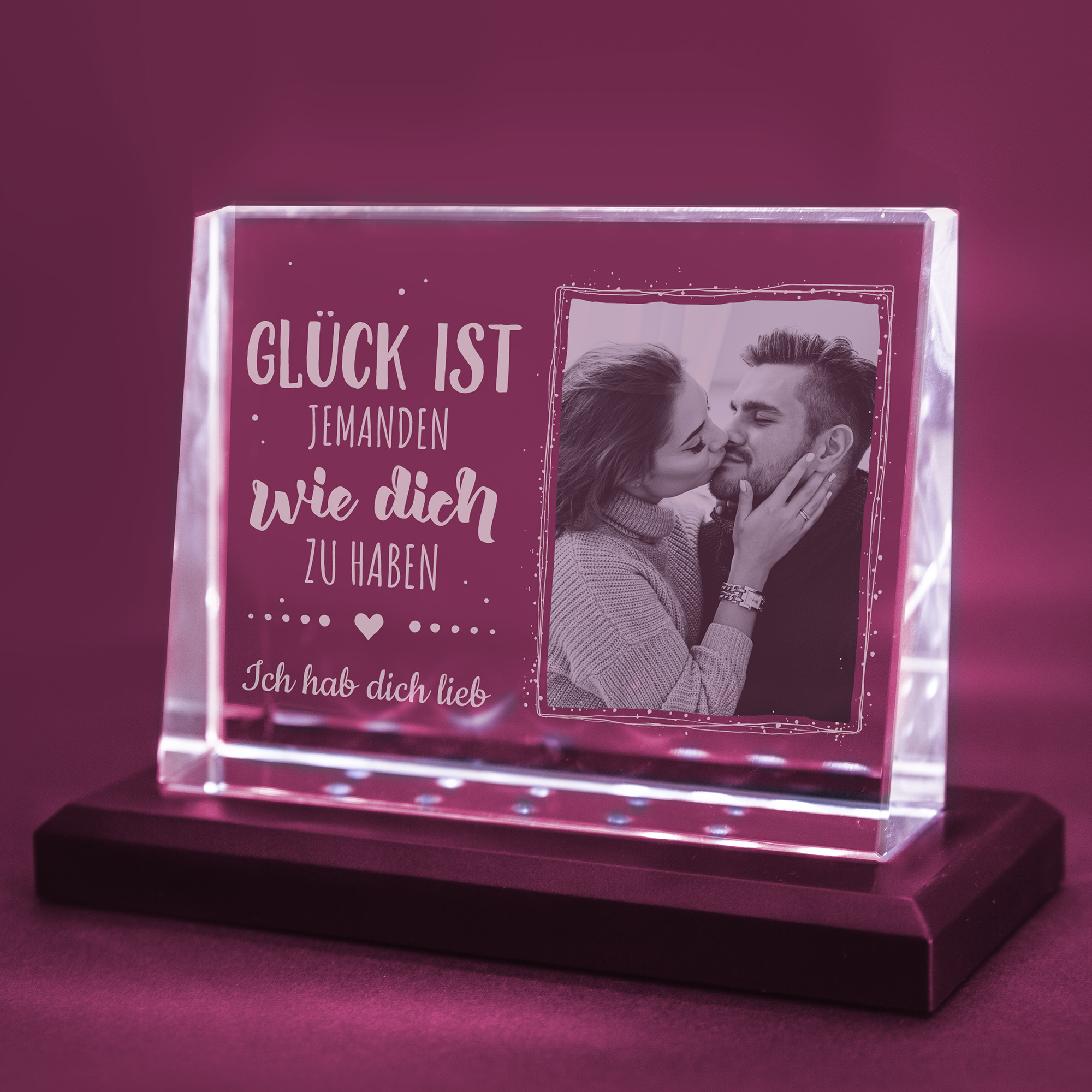Glasfoto zum Valentinstag