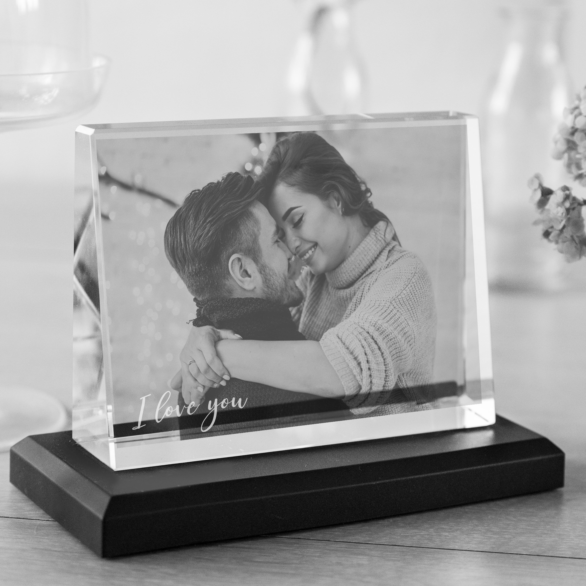 Valentinstag Geschenk - Glasfoto - Dein Foto in Glas gelasert
