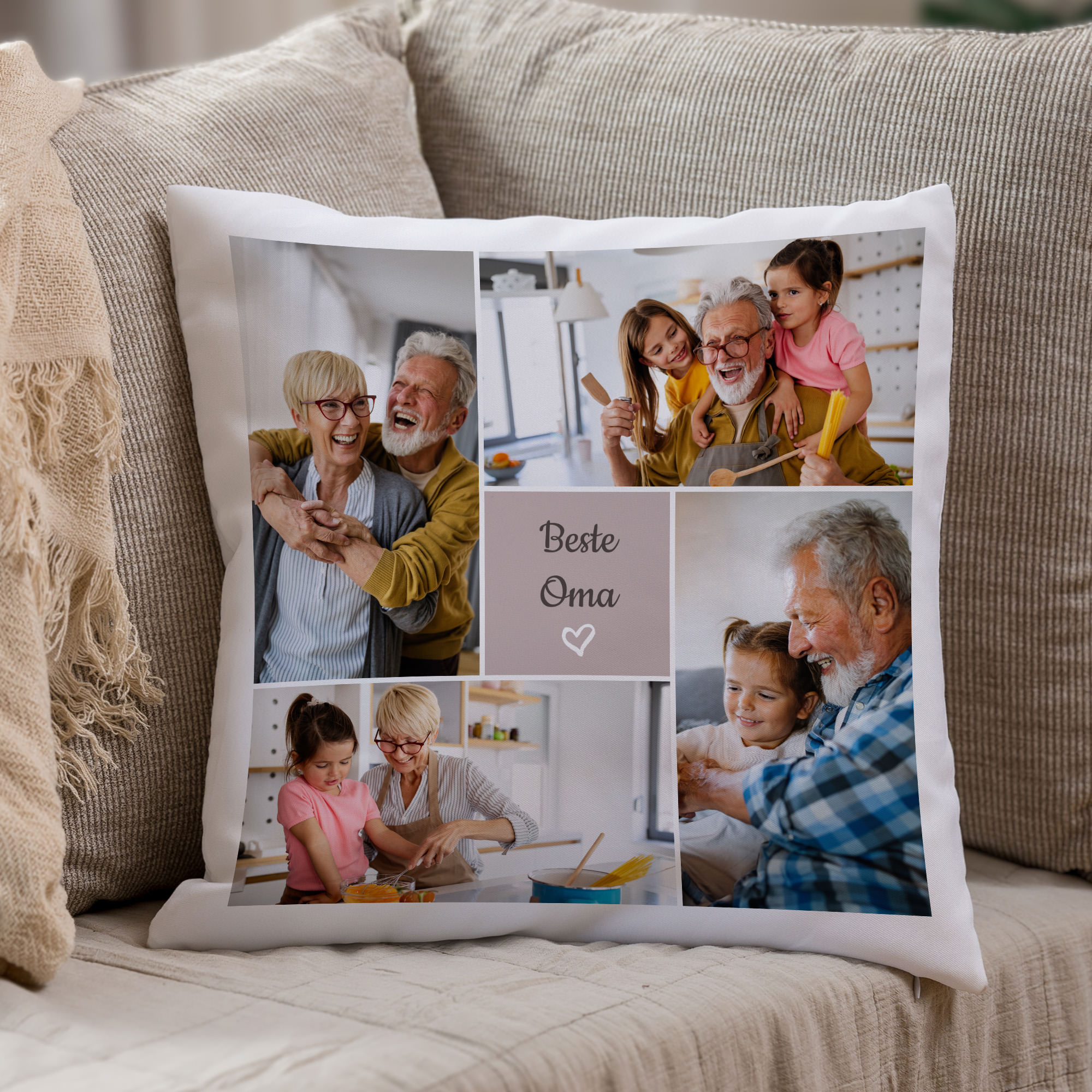 Weihnachtsgeschenk für Oma: Personalisiertes Fotokissen