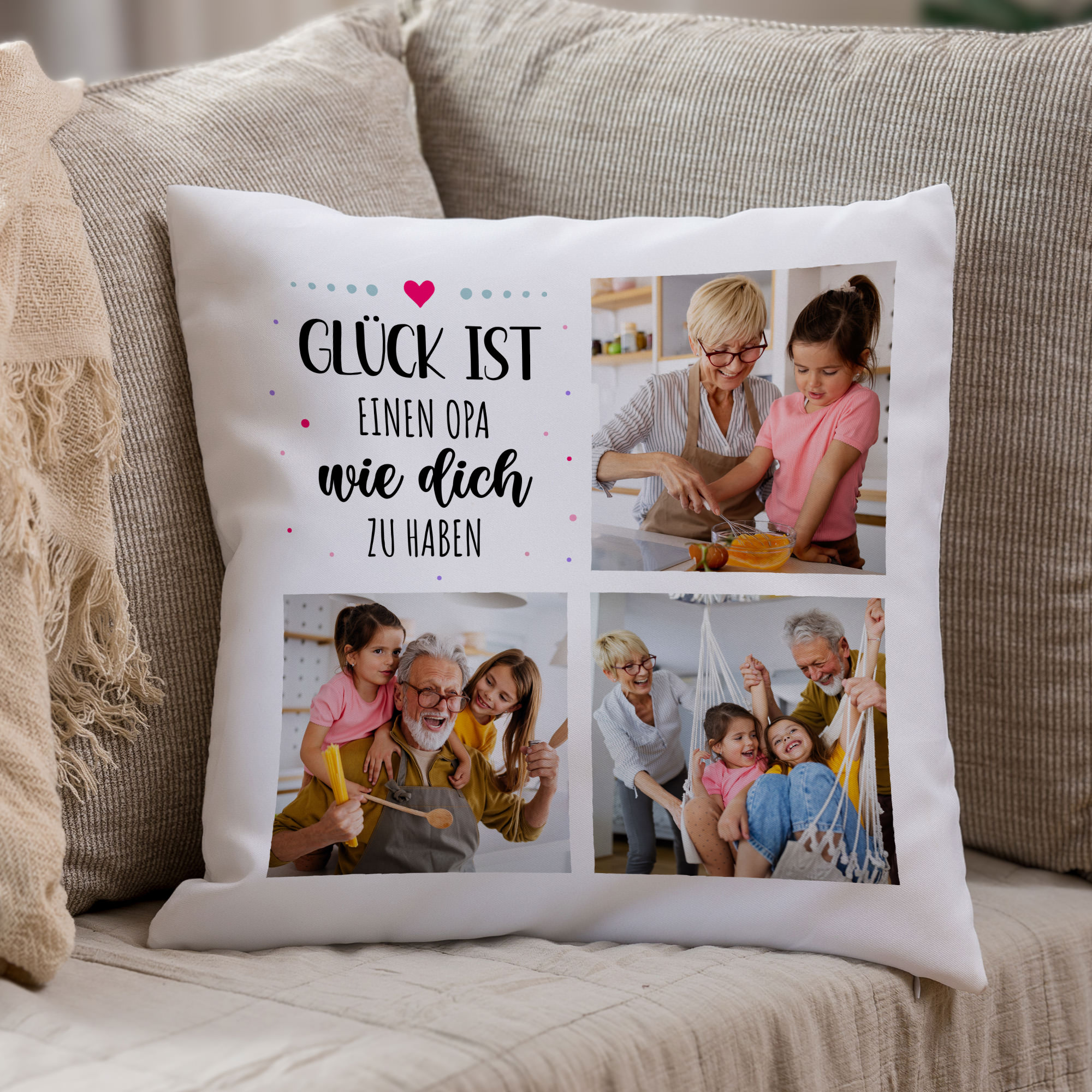 Weihnachtsgeschenk für Opa: Personalisiertes Fotokissen