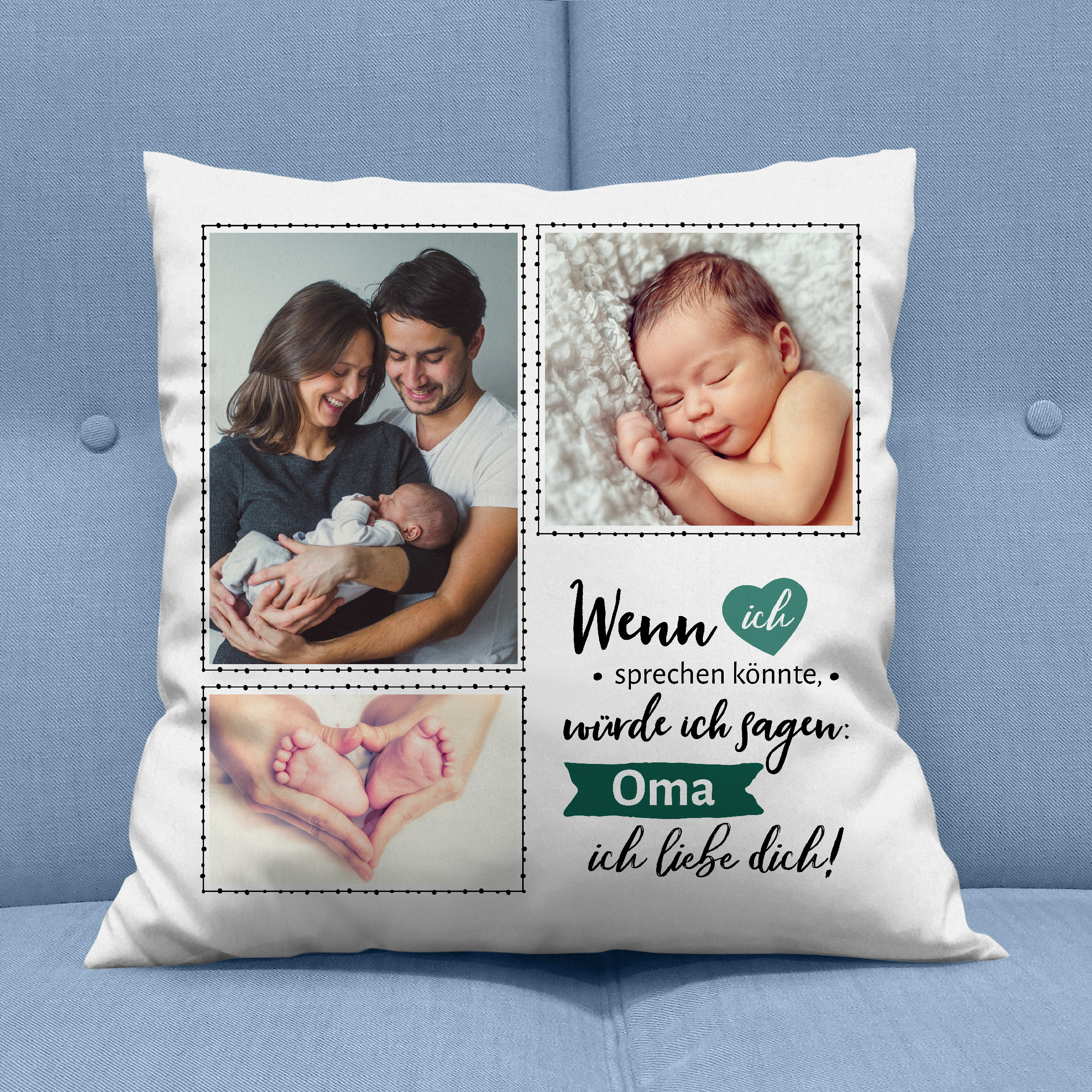 Weihnachtsgeschenk für Oma: Personalisiertes Fotokissen