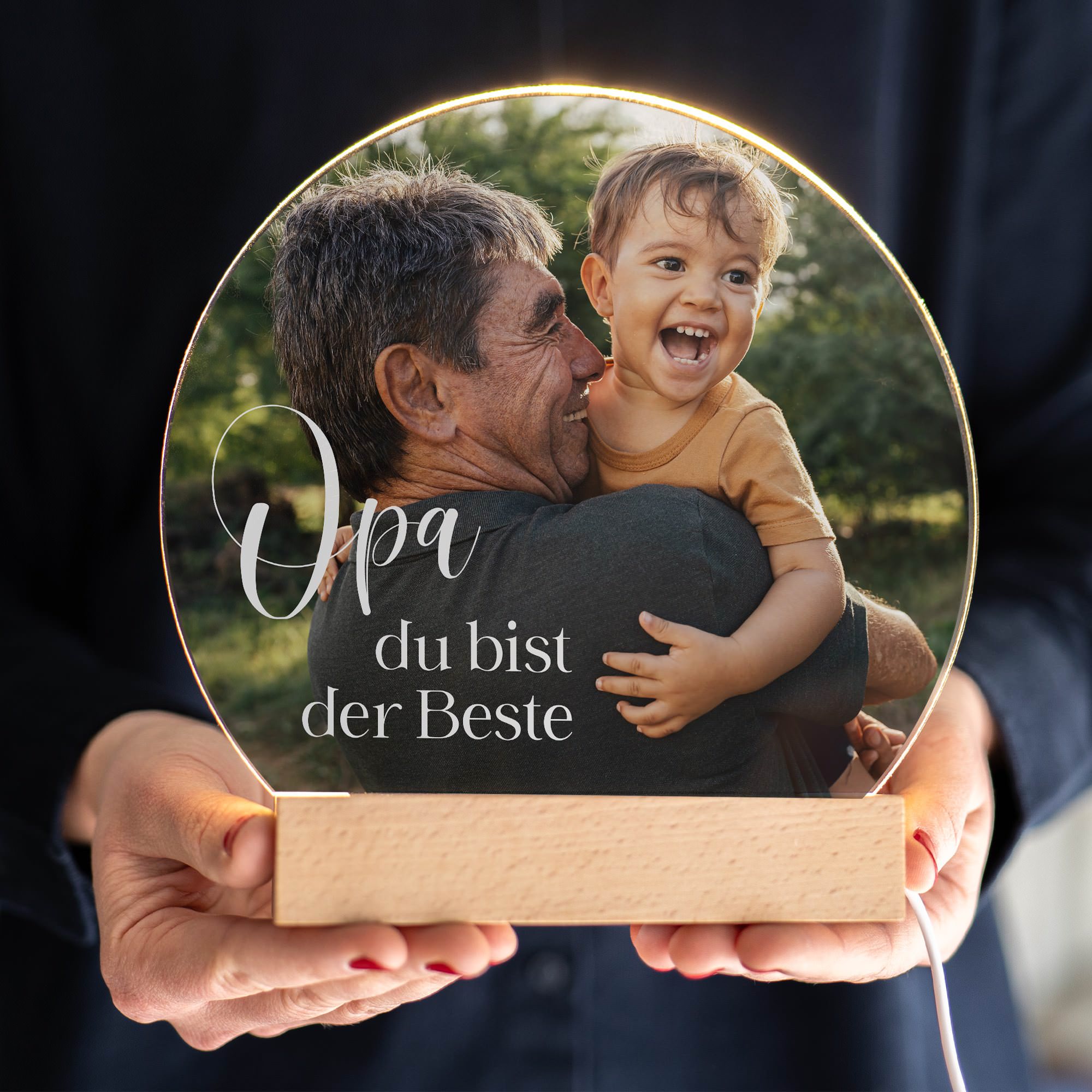 LED Fotolampe gestalten | rund oder eckig | Vatertagsgeschenk für Opa