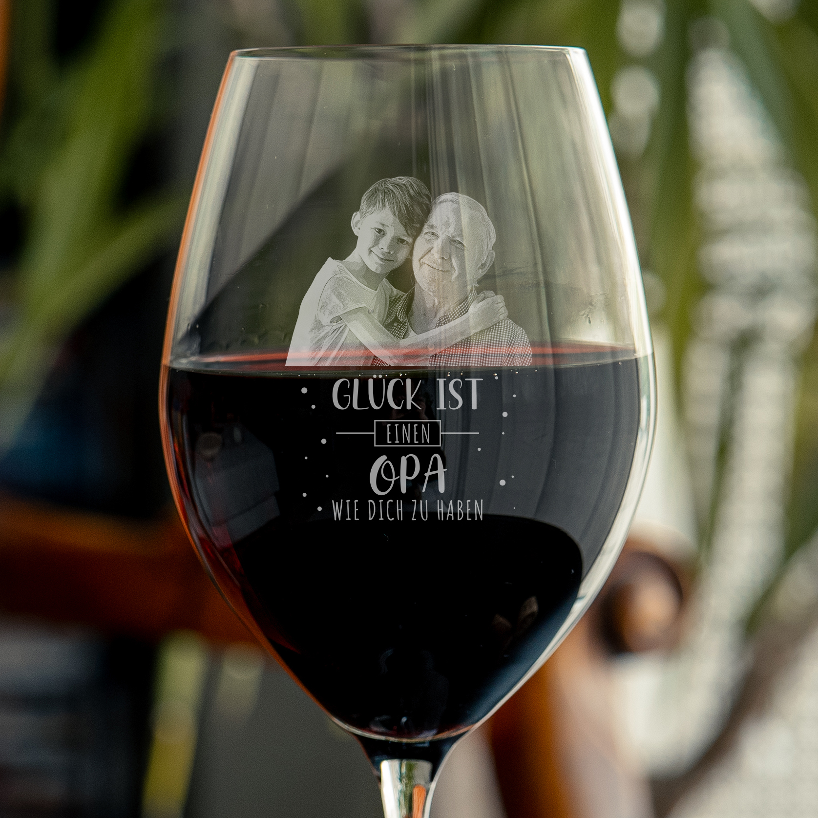 Weinglas mit Foto und Text graviert | Rotwein oder Weißweinglas