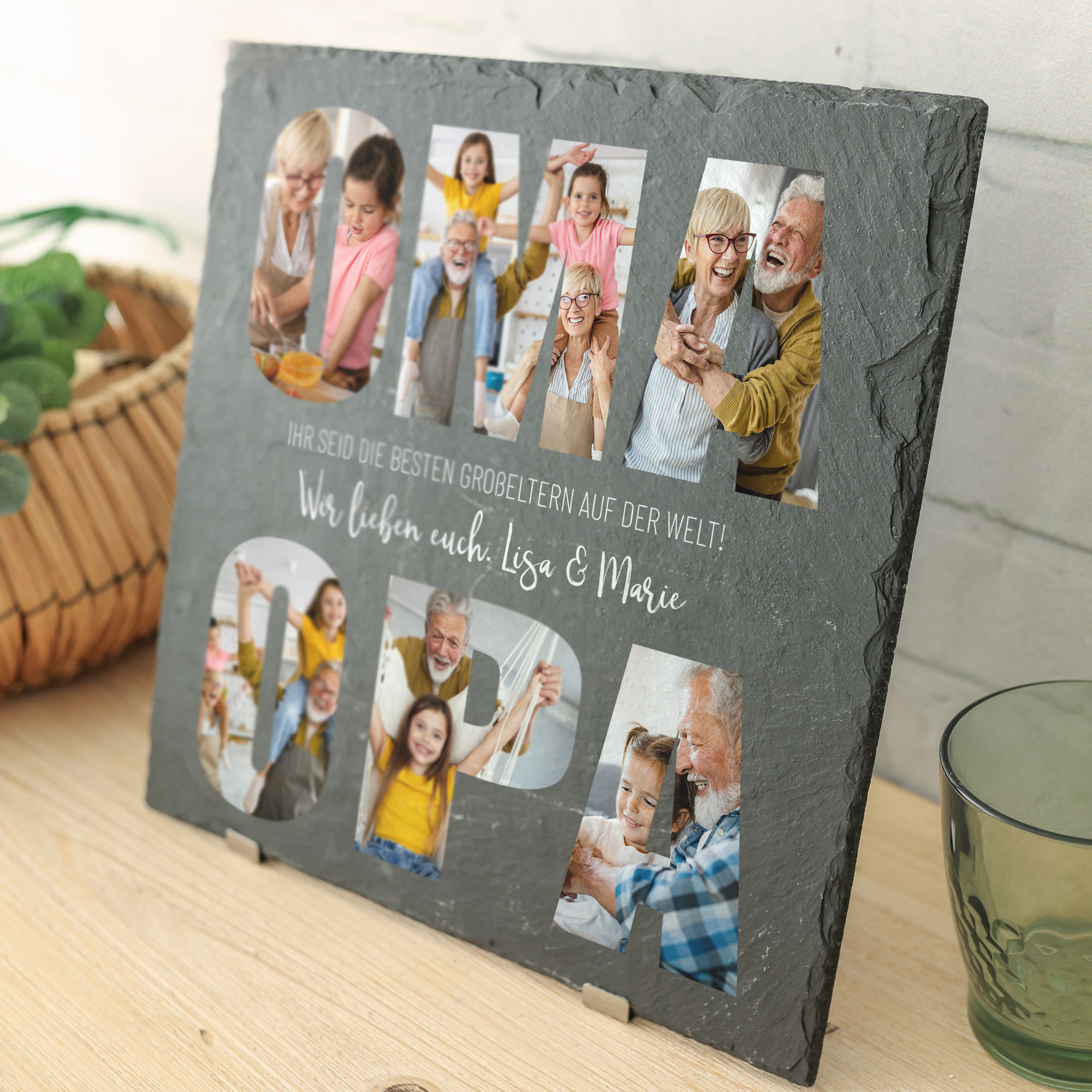 Bedruckte Schieferplatte - Geschenk für Opa
