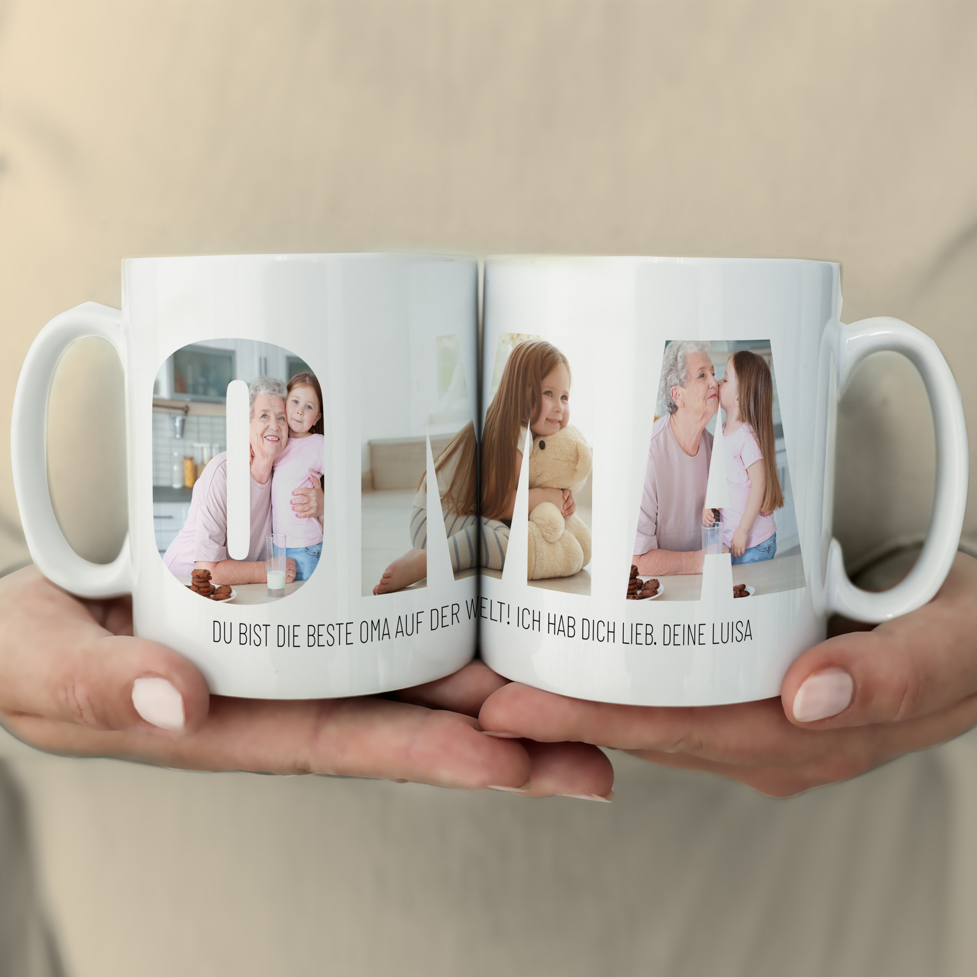 Geschenk für Oma zu Weihnachten – Tasse mit Foto und Text