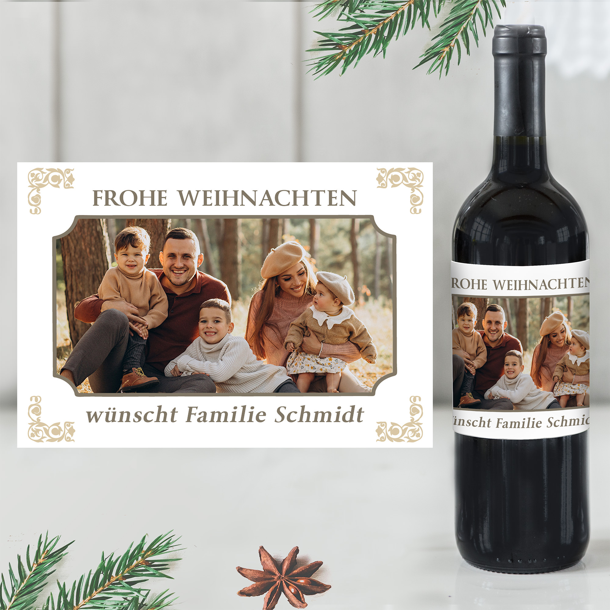 Weinflaschenetikett mit Foto und Text | Weihnachtsgeschenk für Opa