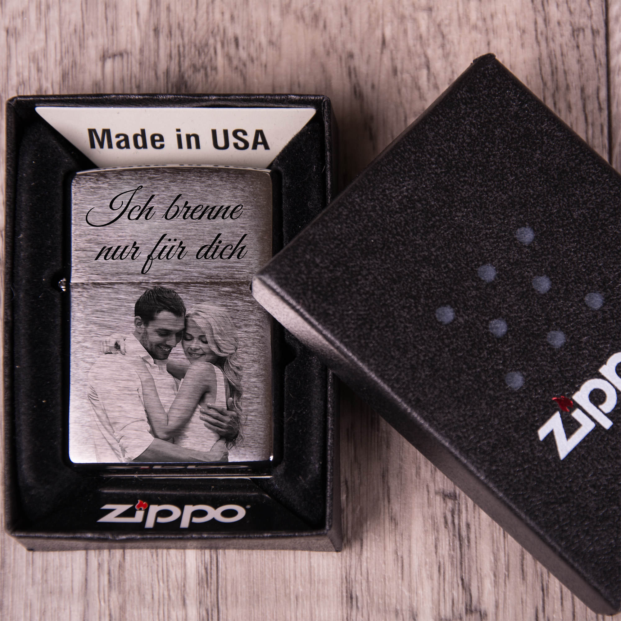 Zippo mit Text und Foto-Gravur| originelles Valentinsgeschenk